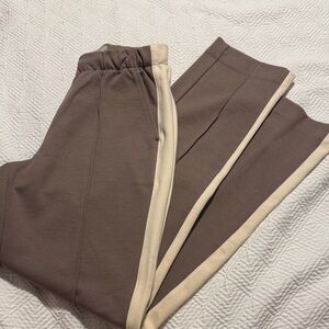 Everlane Brown Joggers with Cream Stripes
